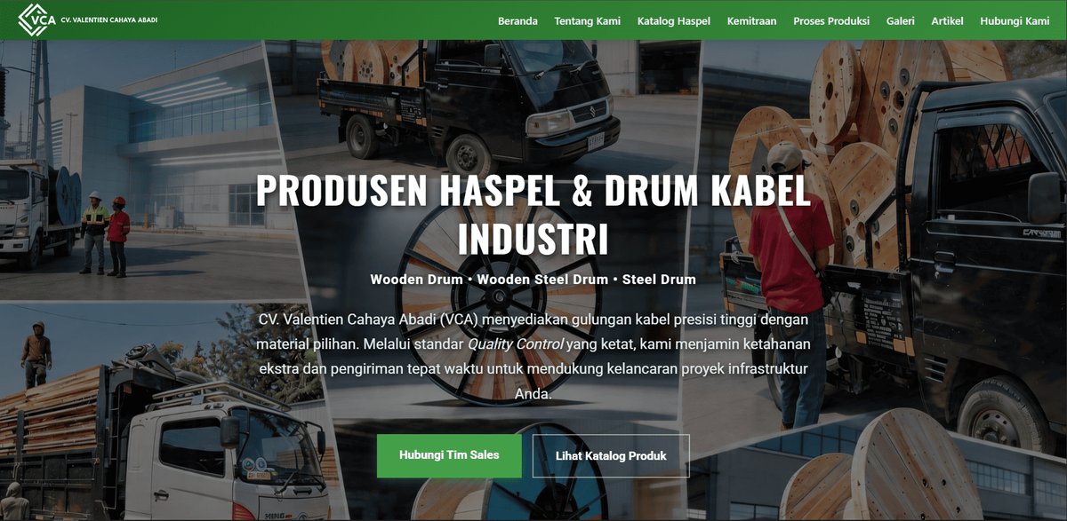 Website Pabrik Haspel CV. Valentien Cahaya Abadi